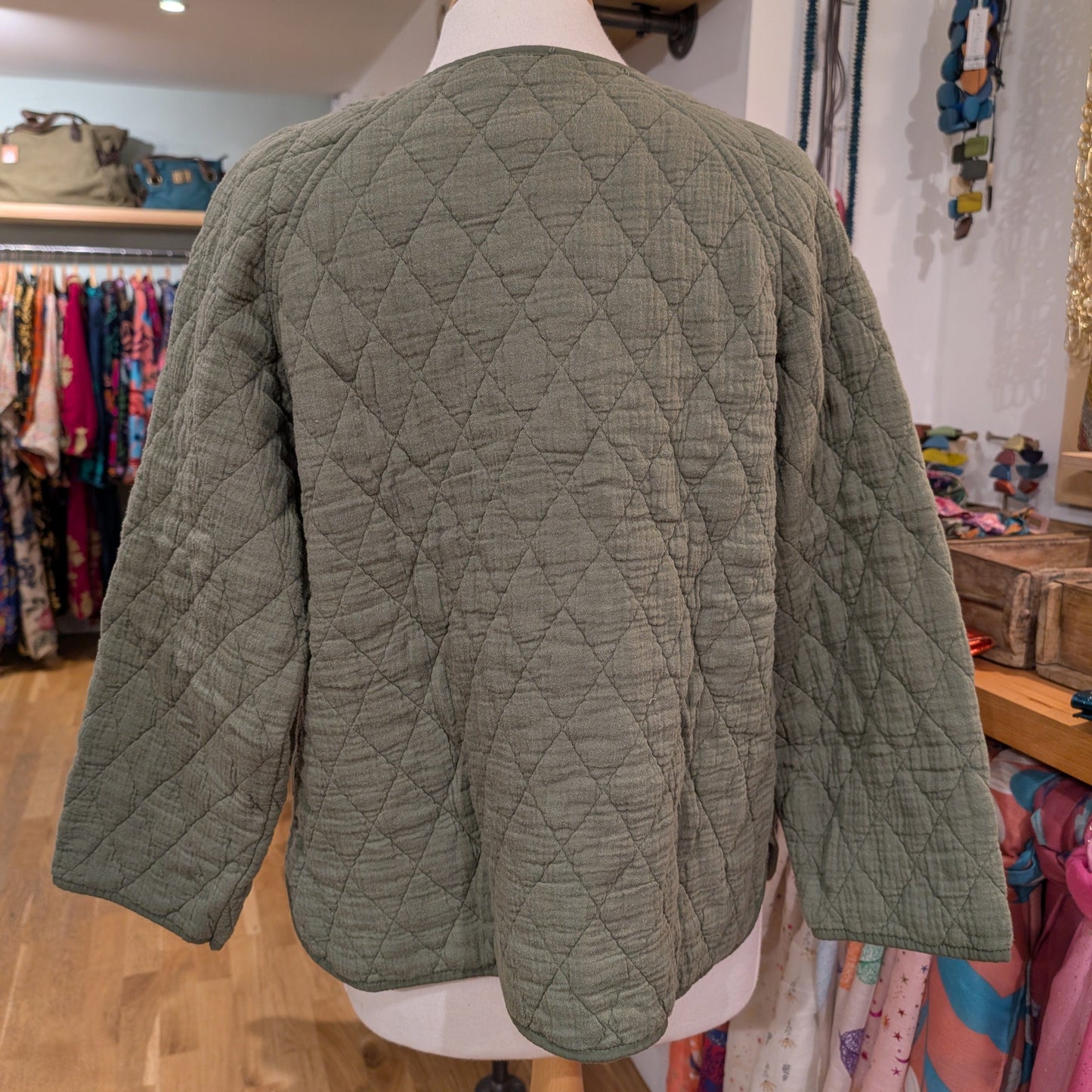 Suzy D Fashion Suzy D Connor Quilted One Button Jacket Olive