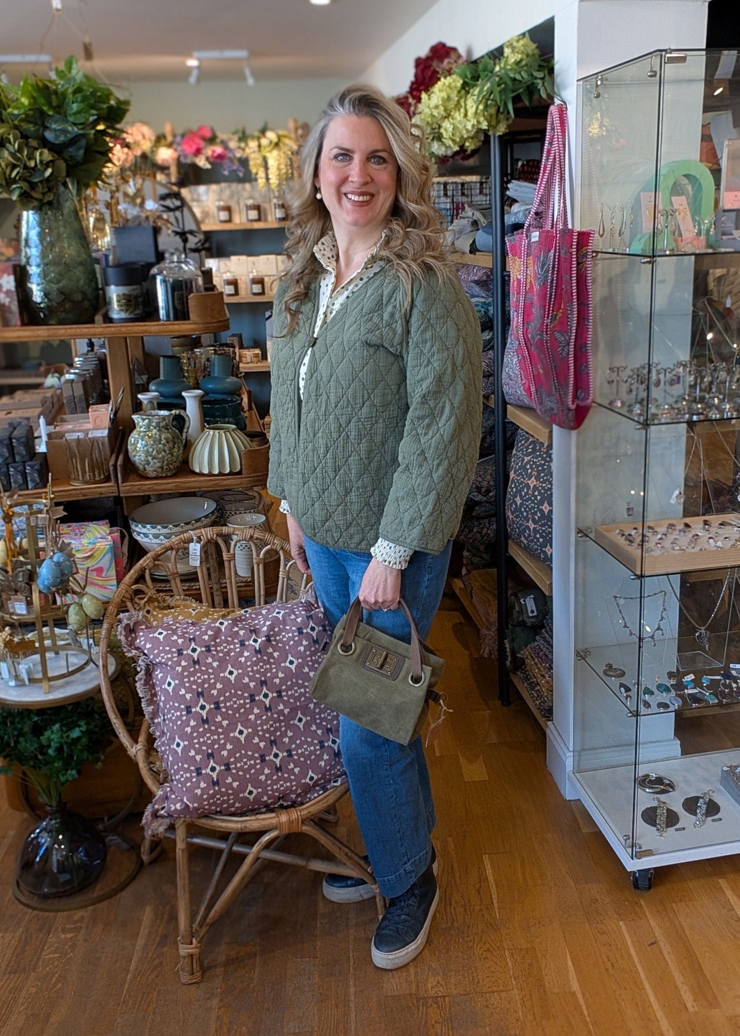 Suzy D Fashion Suzy D London Connor Quilted One Button Jacket Olive