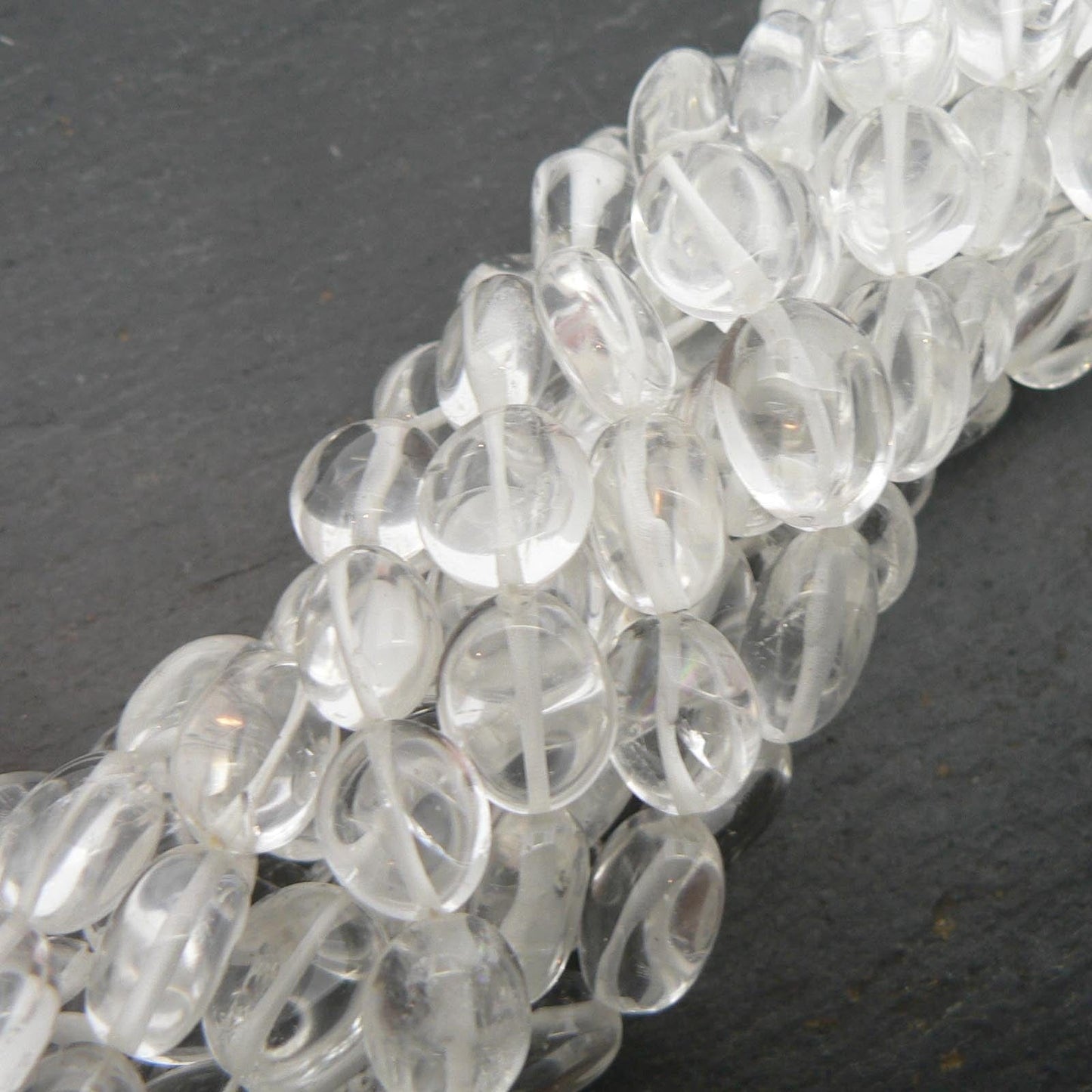 precious sparkle Crystal Quartz Plain Oval Beads 15