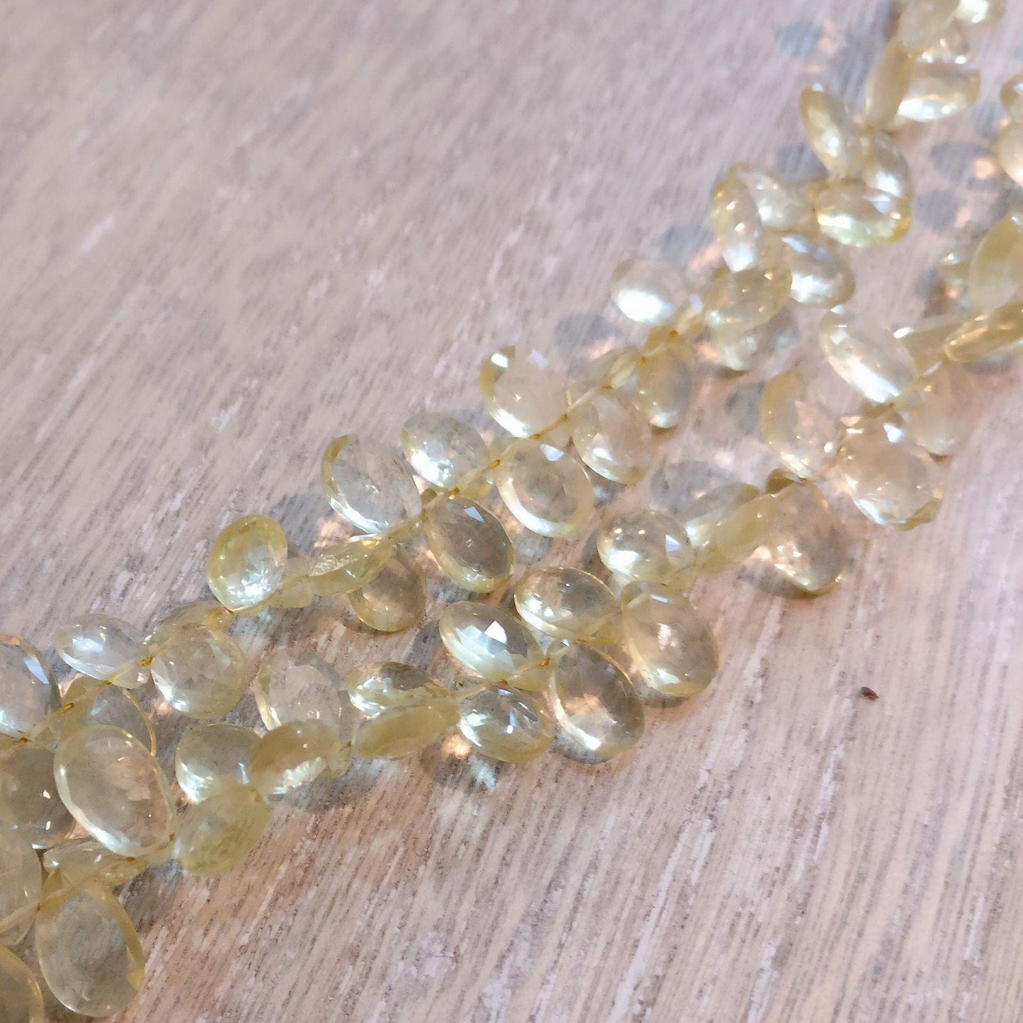 Precious Sparkle Lemon Quartz Faceted Pear Briolettes (Set of 5)