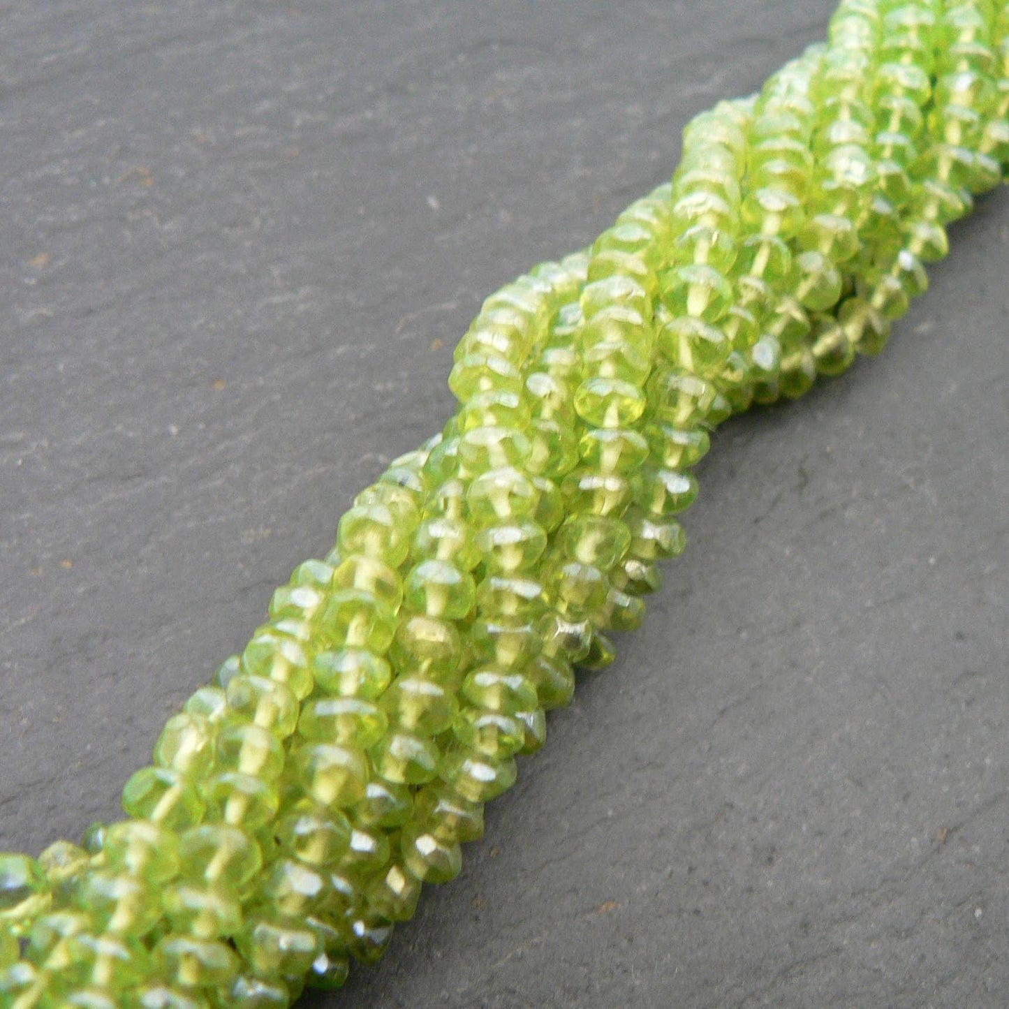 precious sparkle Peridot Coated Machine Cut Faceted Rondelle Beads 15