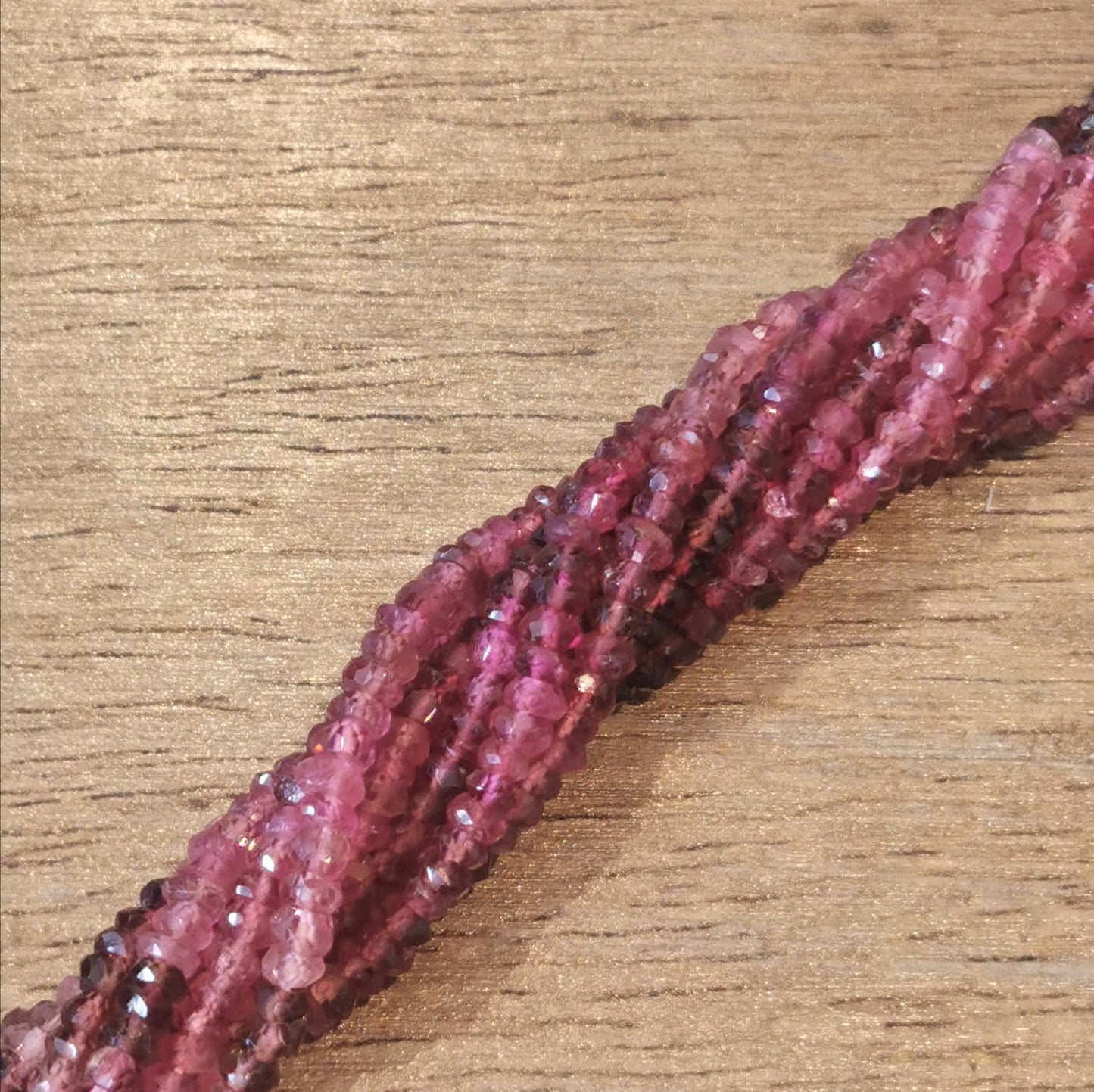Precious Sparkle Pink Tourmaline Shaded Micro Faceted Rondelle Beads 13