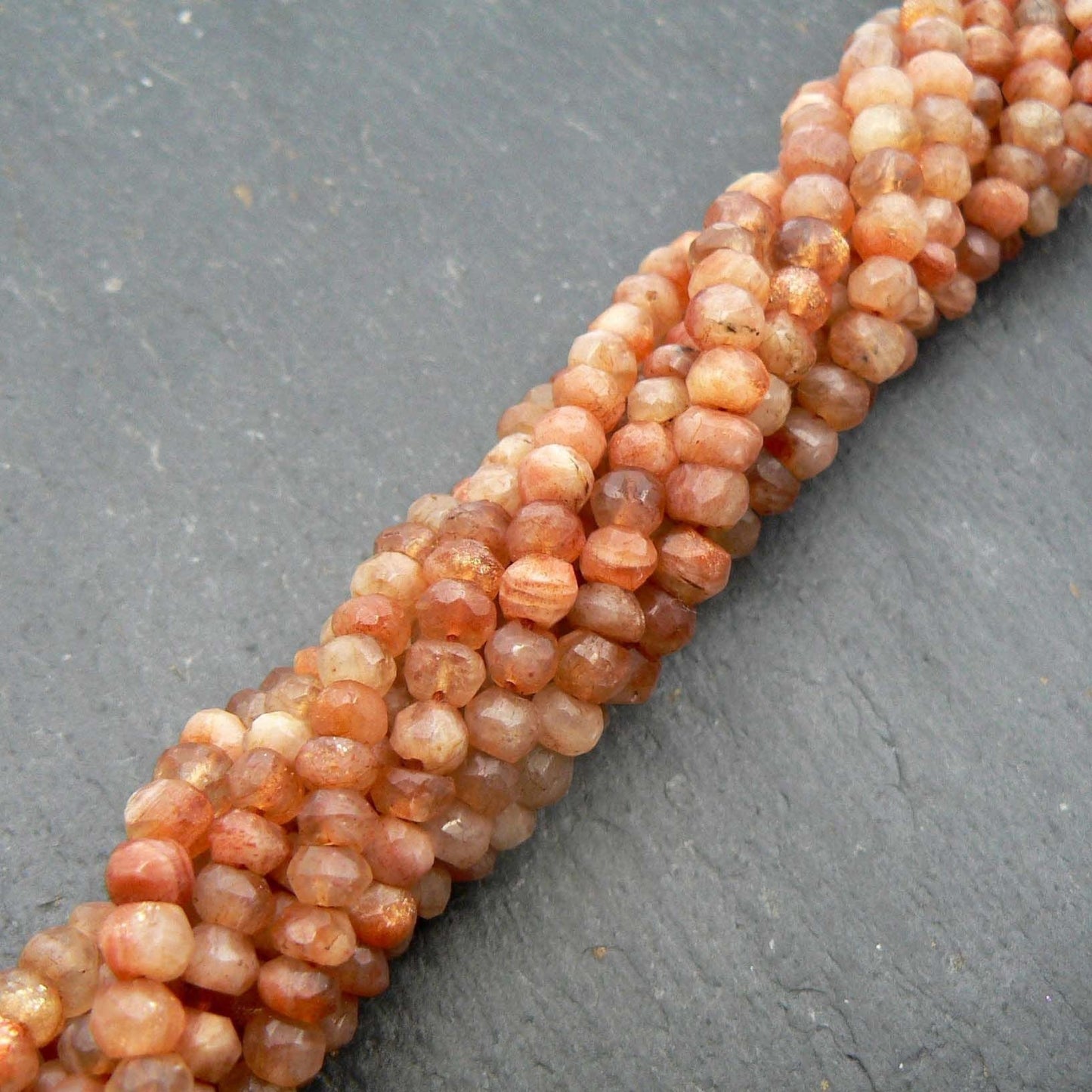 precious sparkle Sunstone 4-4.5mm Faceted Rondelle Beads 15