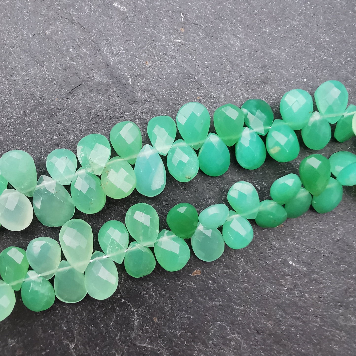 unique jewellers jaipur Semi Precious Beads Chrysoprase Faceted Pear Briolettes AAA Grade (Set of 5)