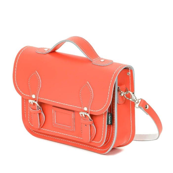 Zatchels Leather Midi Satchel Coral Precious Sparkle