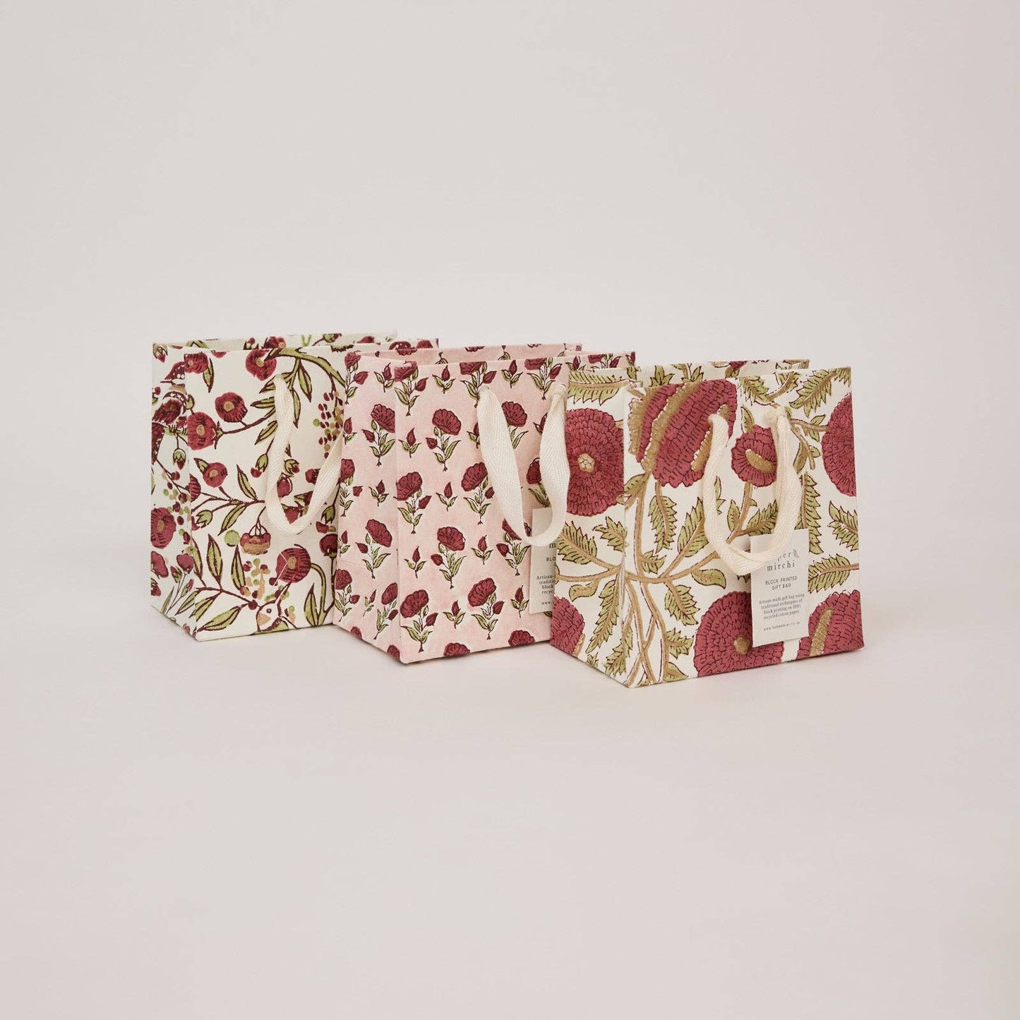 Paper Mirchi Hand Block Printed Gift Bag Small Scarlet Refresh