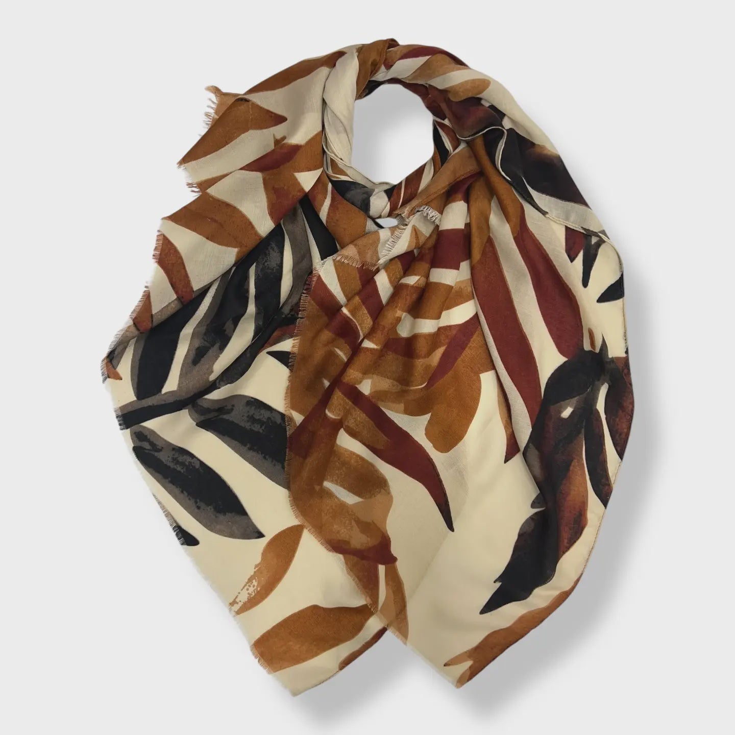 Big Amazon Leaves Scarf Beige