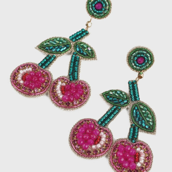 My Doris Beaded Cherry Earrings
