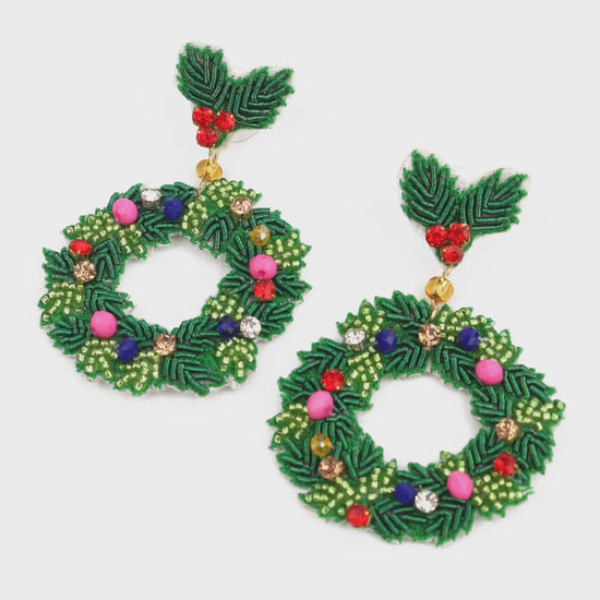 My Doris Christmas Wreath Earrings - Precious Sparkle