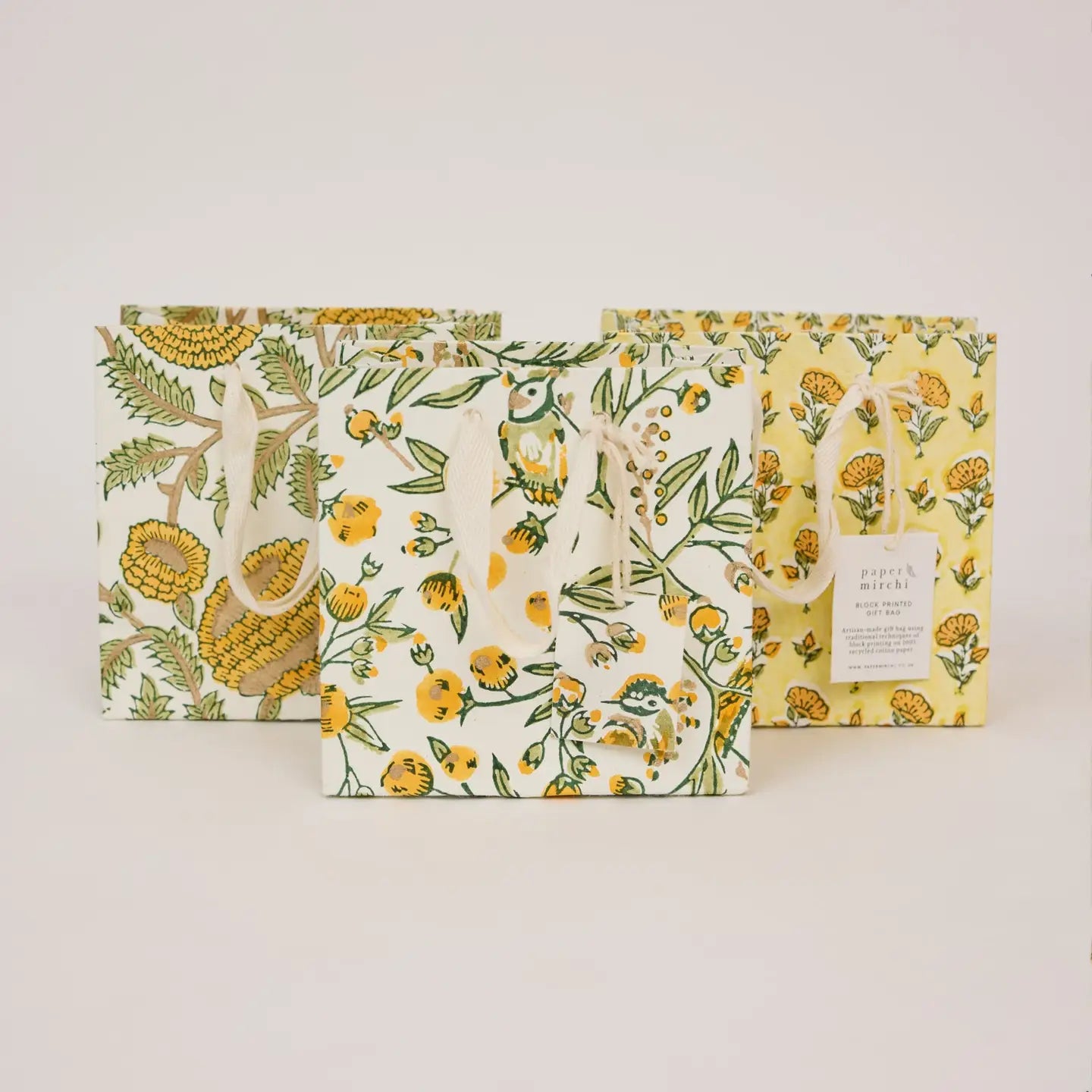 Hand Block Printed Gift Bags Small Sunshine Refresh - Precious Sparkle