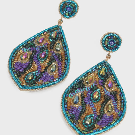 My Doris Blue Peacock Teardrop Earrings