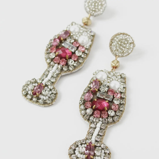 My Doris  Pink Champagne Glass Earrings