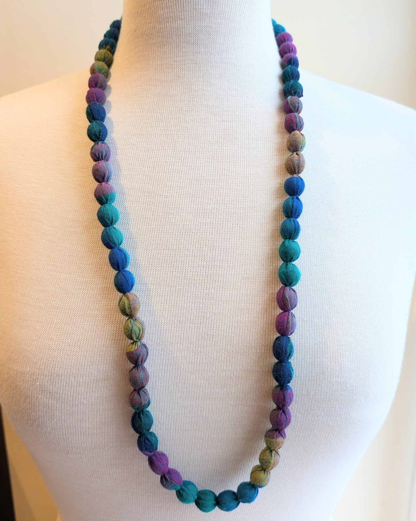 Indian Fabric Handmade Beaded Necklace Multicolour No 2 - Precious Sparkle