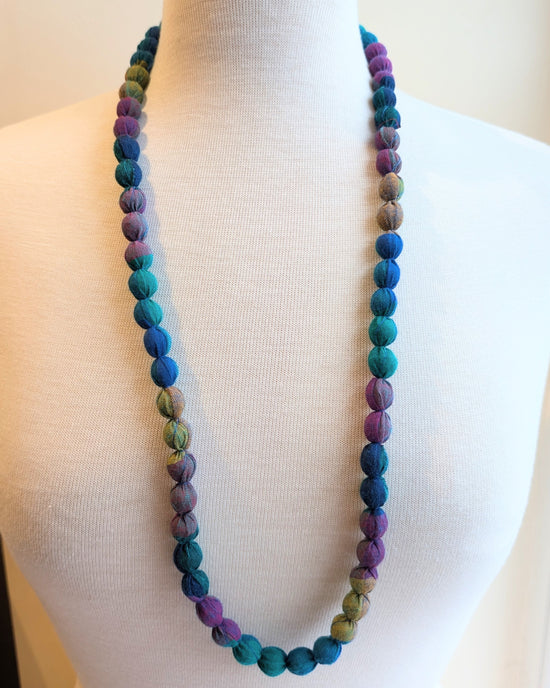 Indian Fabric Handmade Beaded Necklace Multicolour No 2 - Precious Sparkle
