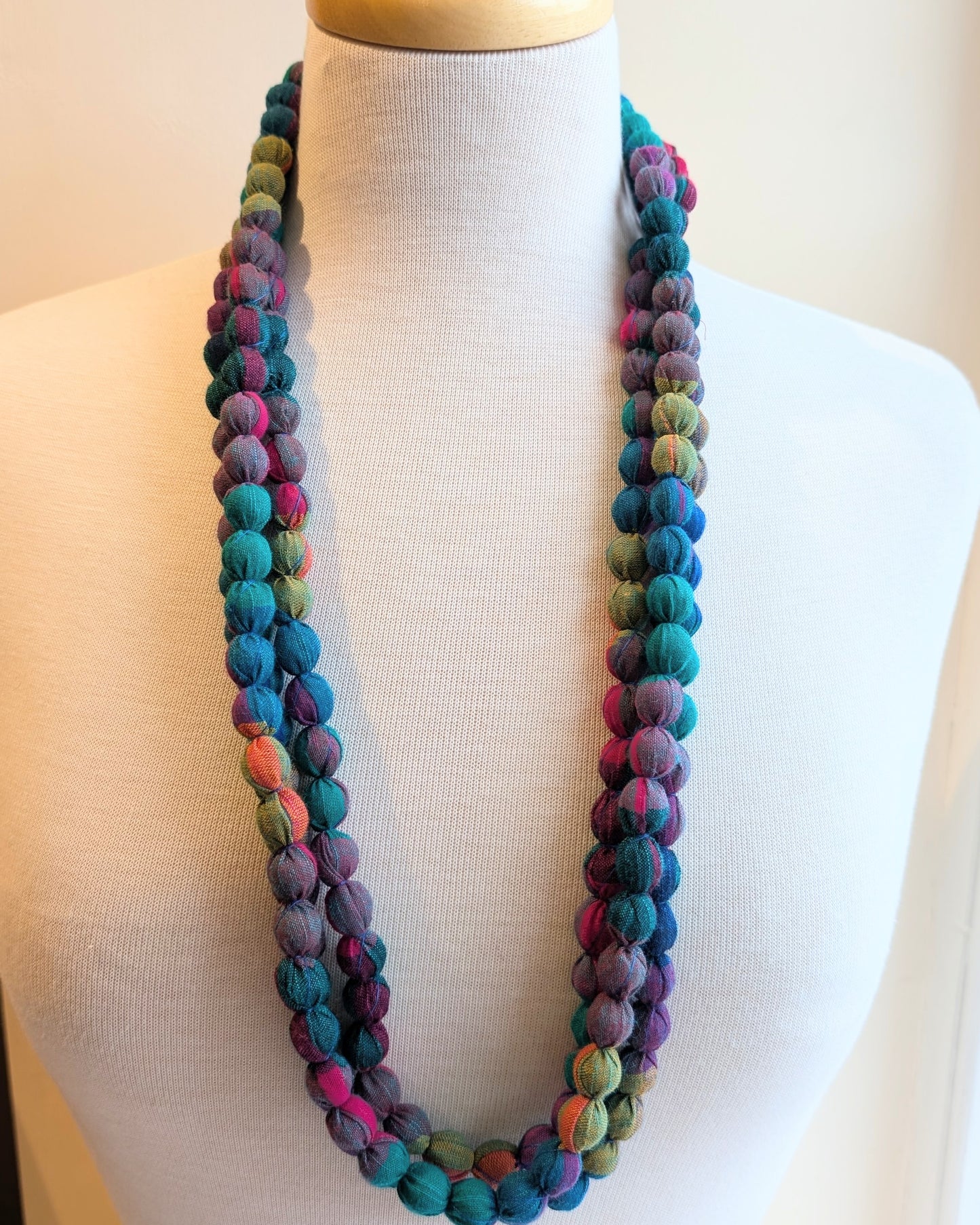 Indian Fabric Handmade Beaded Necklace Multicolour No 2 - Precious Sparkle