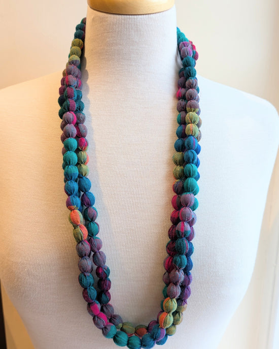 Indian Fabric Handmade Beaded Necklace Multicolour No 2 - Precious Sparkle
