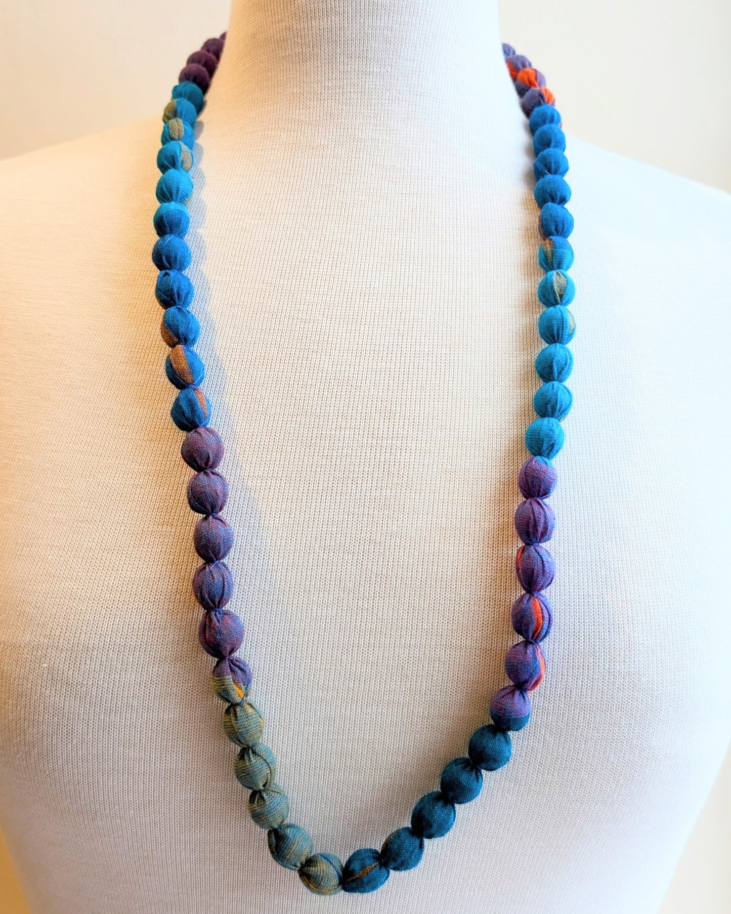 Indian Fabric Handmade Beaded Necklace Multicolour No 1 - Precious Sparkle