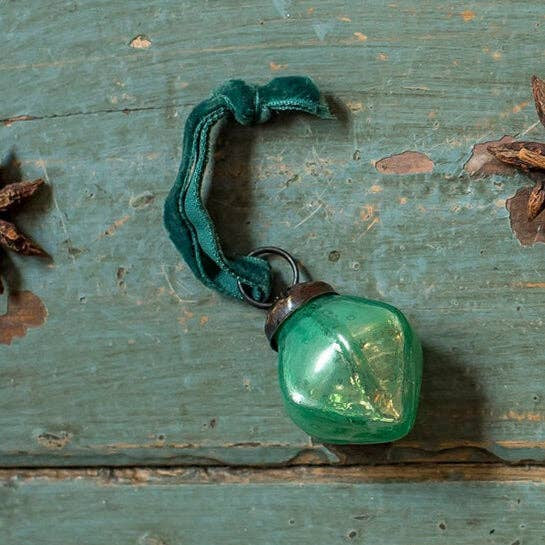 Mini Opalescent Green Hexadrop Bauble