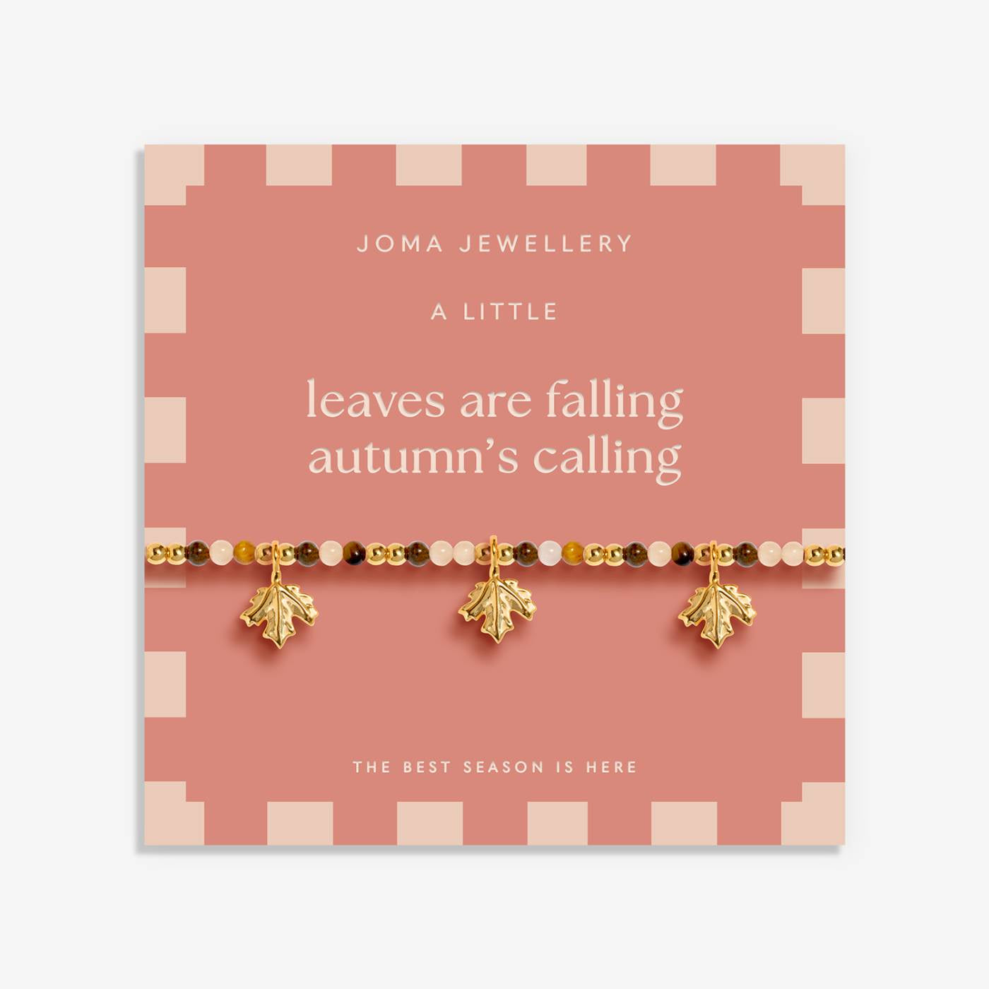 Joma Jewellery Autumn's Calling A Little 'Leaves Are Falling Autumn Is Calling' Bracelet In Gold Plating