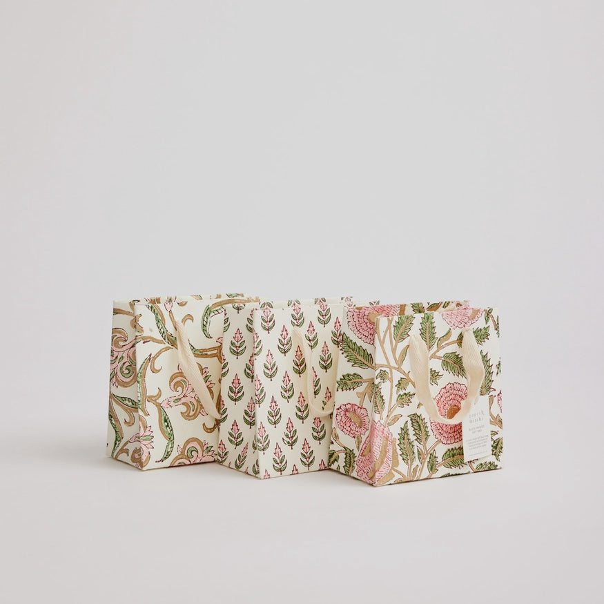 Paper Mirchi Hand Block Printed Small Gift Bag Blush - Precious Sparkle