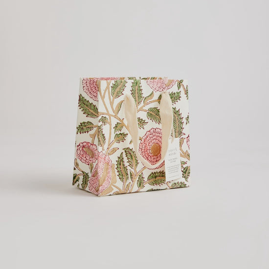 Paper Mirchi Hand Block Printed Small Gift Bag Blush - Precious Sparkle