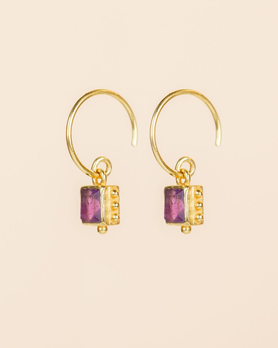 muja juma Rkiza Amethyst Square Earrings