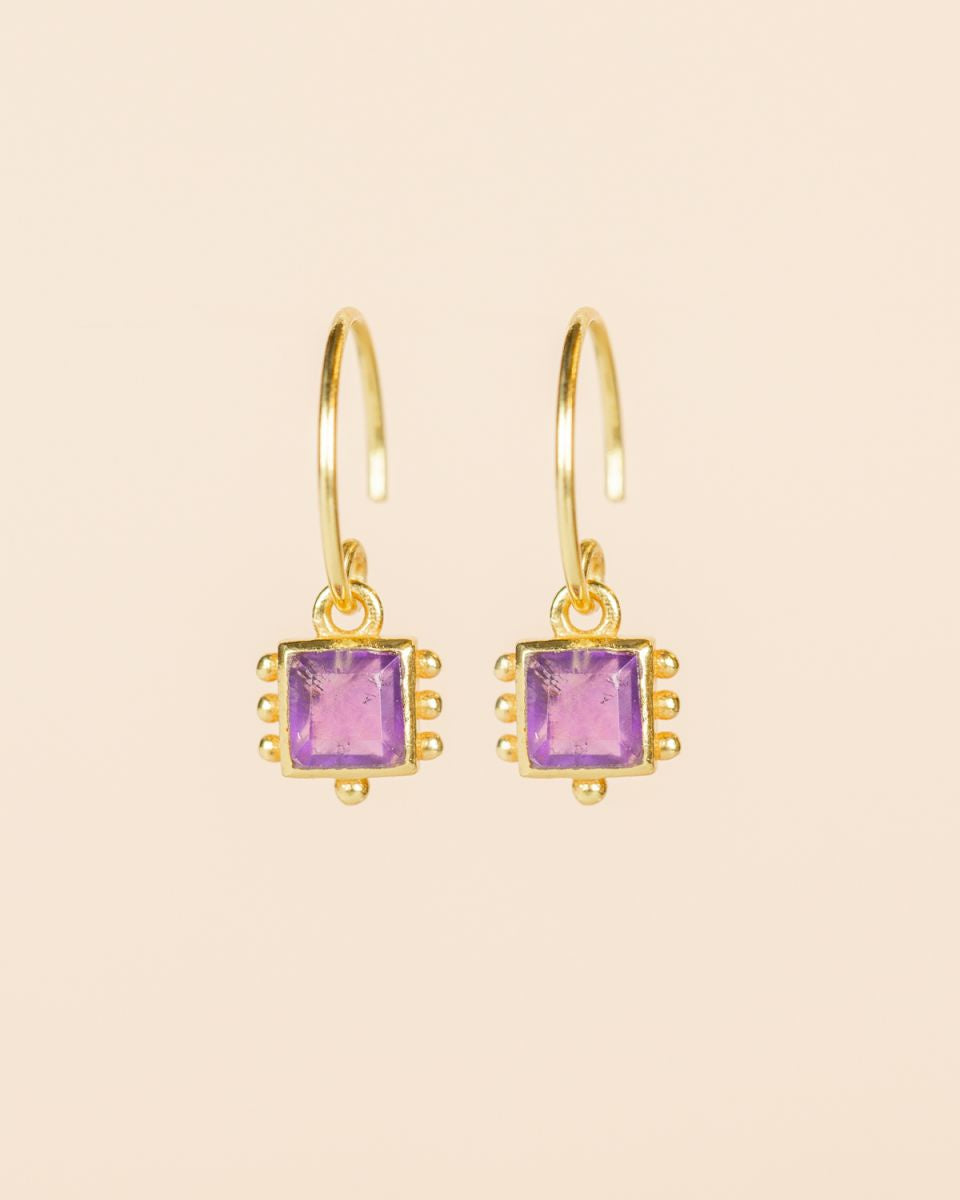 muja juma Rkiza Amethyst Square Earrings