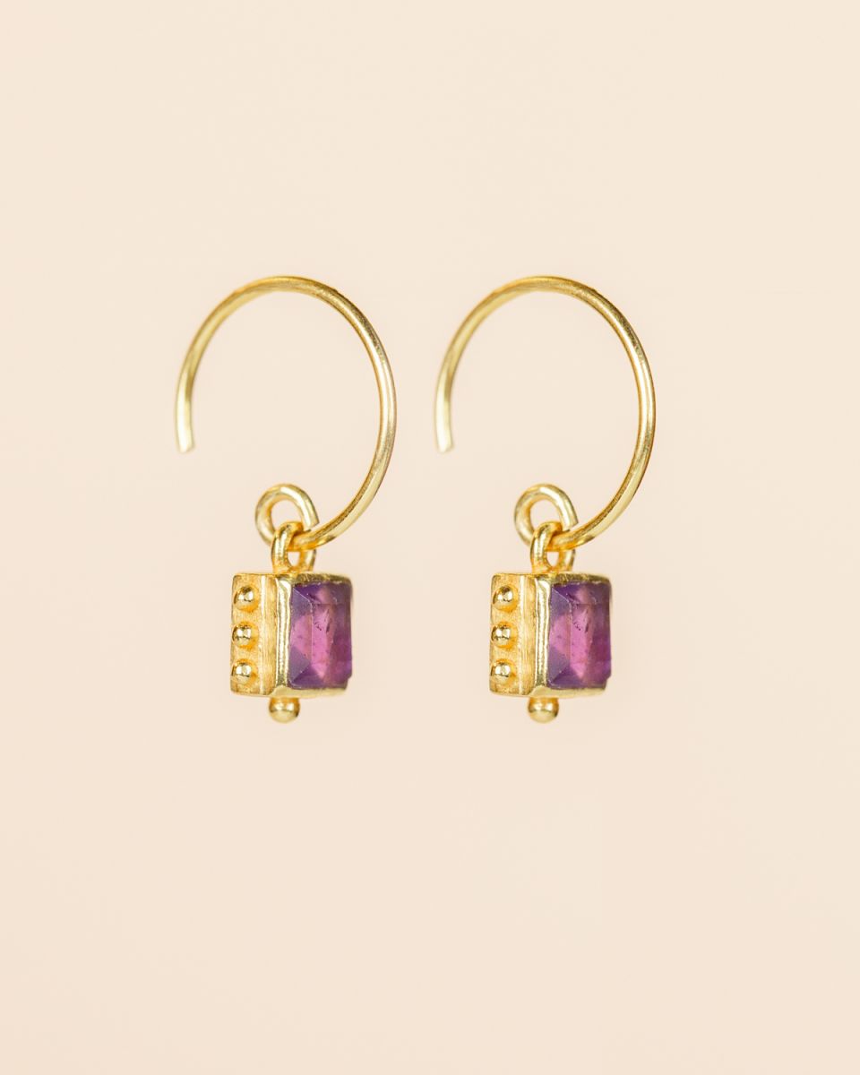 muja juma Rkiza Amethyst Square Earrings