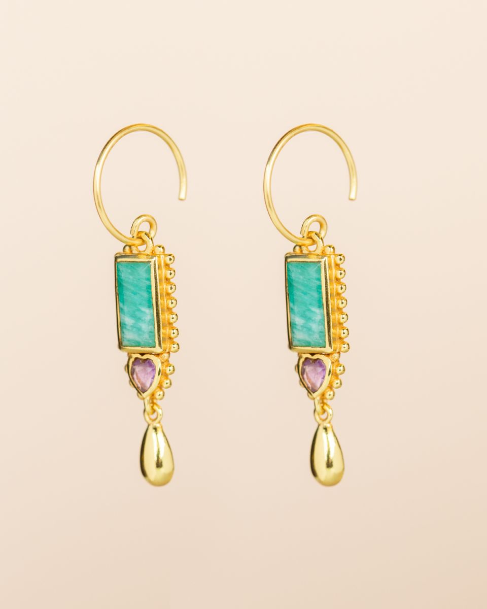 muja juma Rkiza Amazonite Rectangle Earrings
