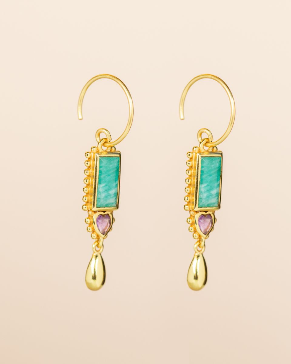 muja juma Rkiza Amazonite Rectangle Earrings