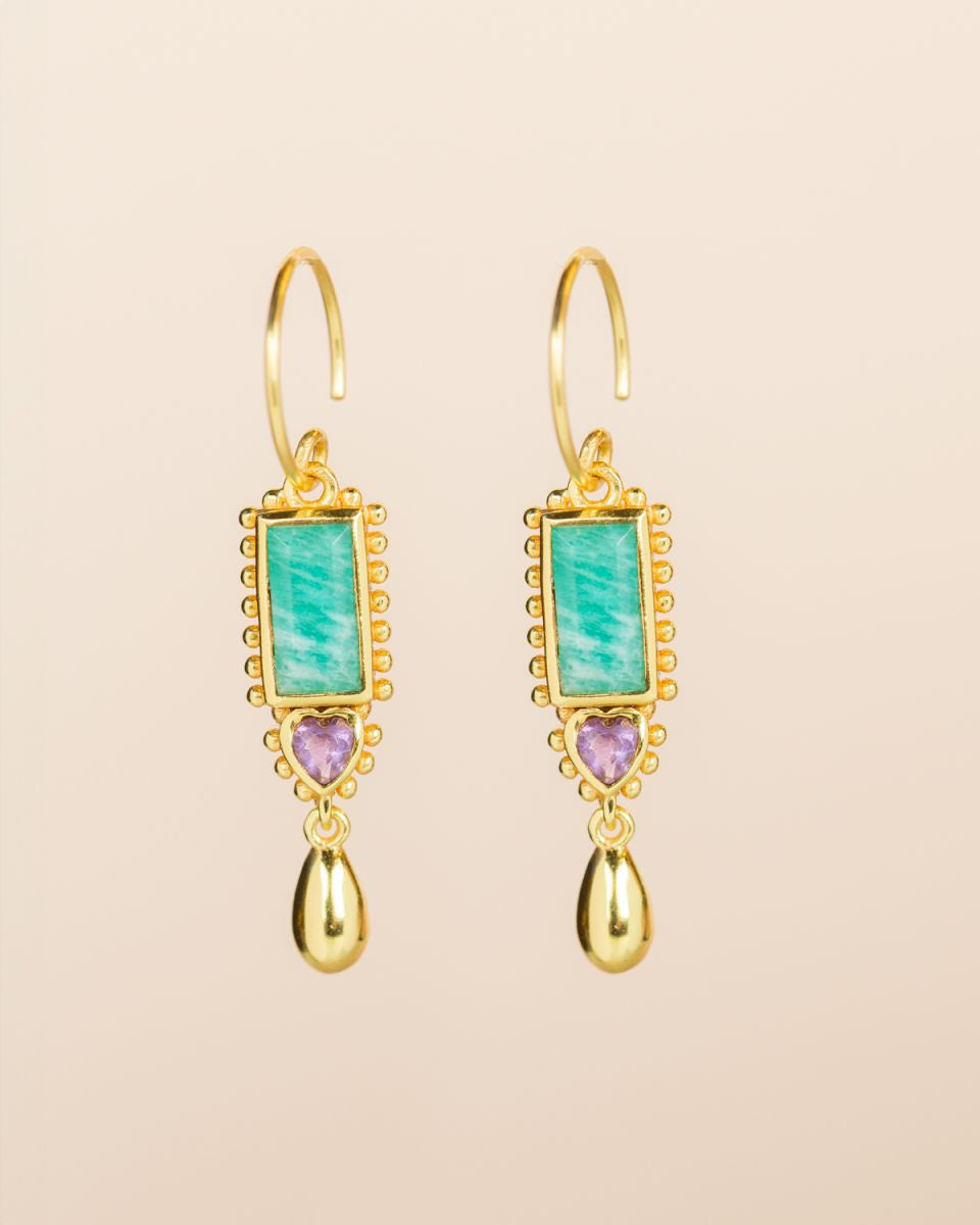muja juma Rkiza Amazonite Rectangle Earrings