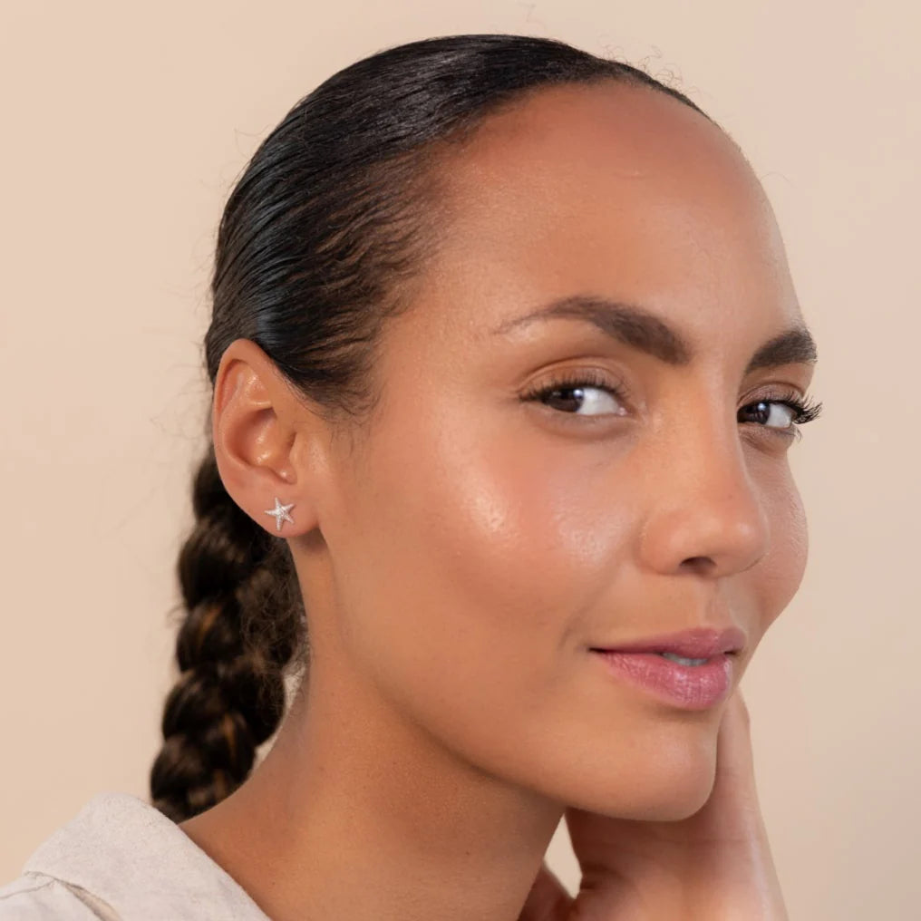 Vurchoo Studs of Hope Starfish Earrings Silver - Precious Sparkle