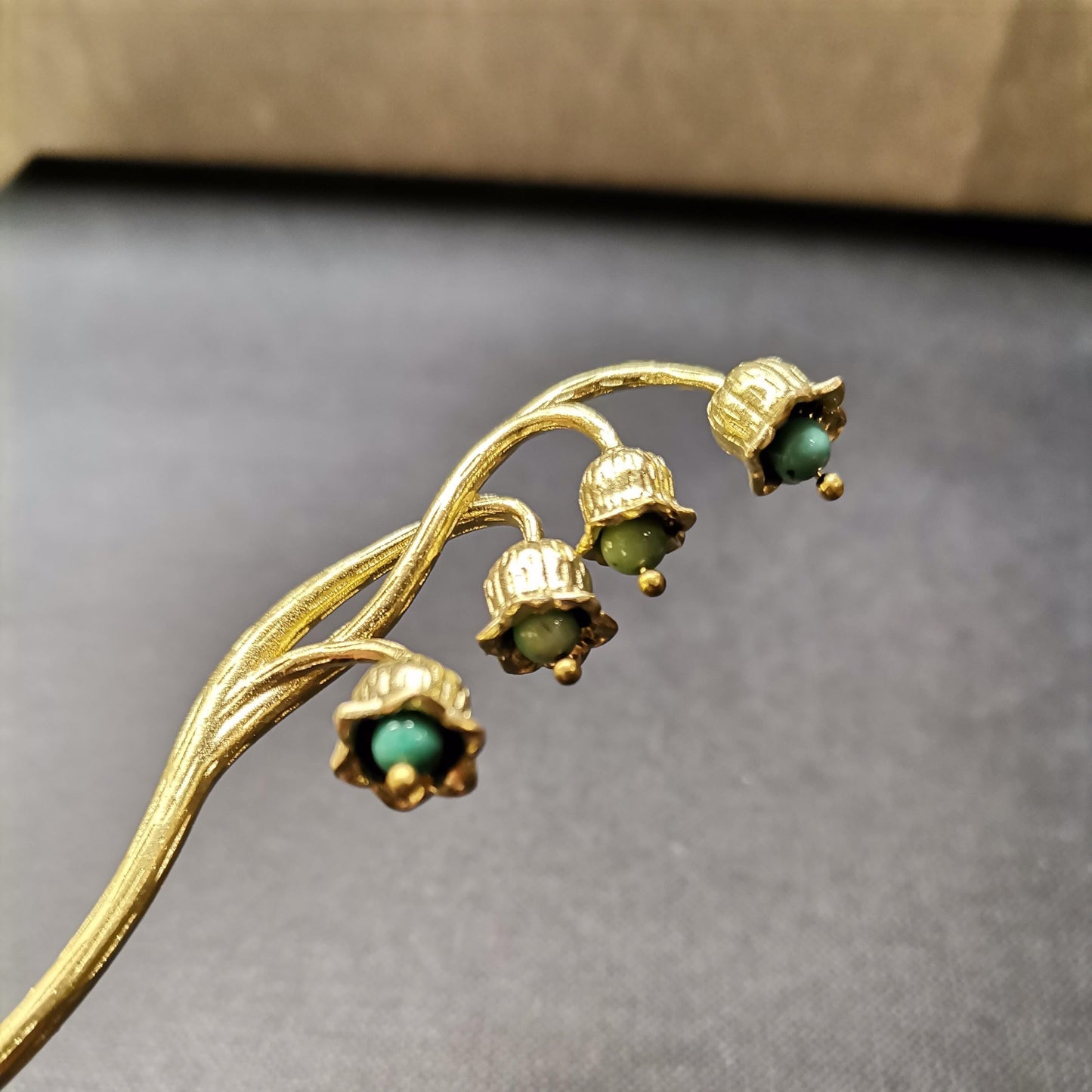 Flower Bud Hair Stick/Pin Gold Amazonite