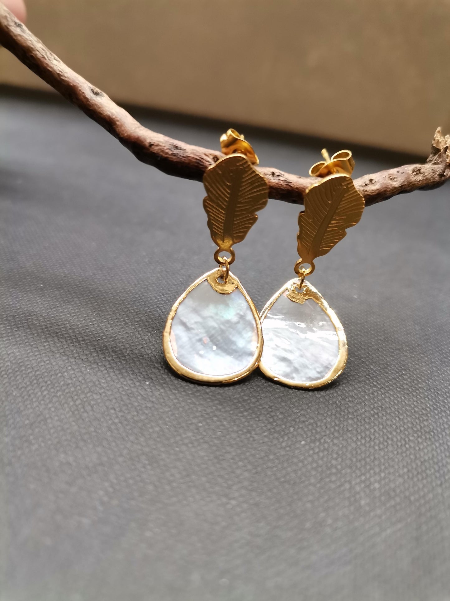 Mother of Pearl Leaf Earrings