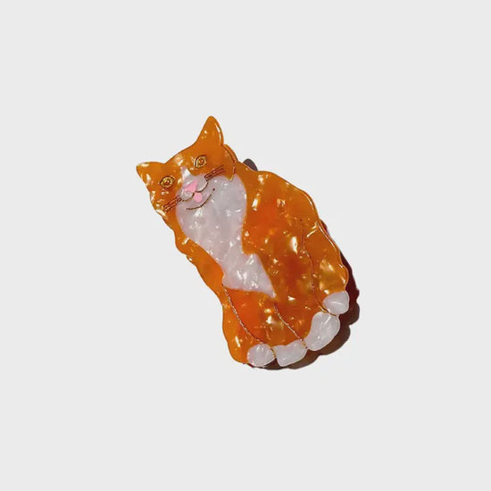 Hand-Painted Tuxedo Cat Claw Hair Clip