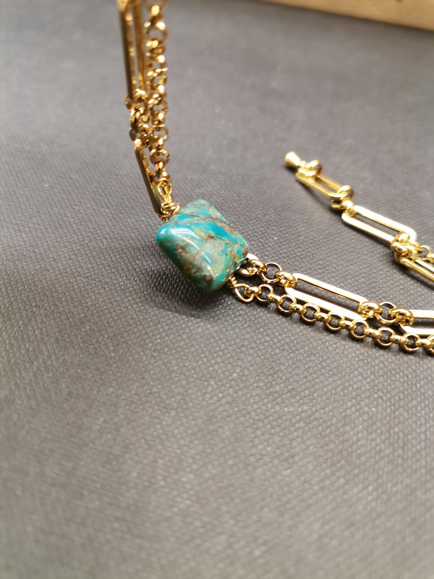Chrysocolla Stone Gold Bracelet