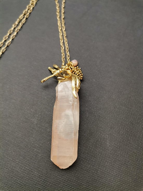 Bronze Rock Crystal Gold Dragonfly Chain