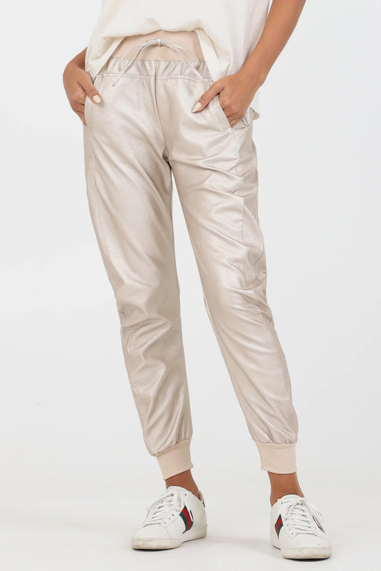 Suzy D 153 Ultimate Joggers Faux Leather Metallic Gold
