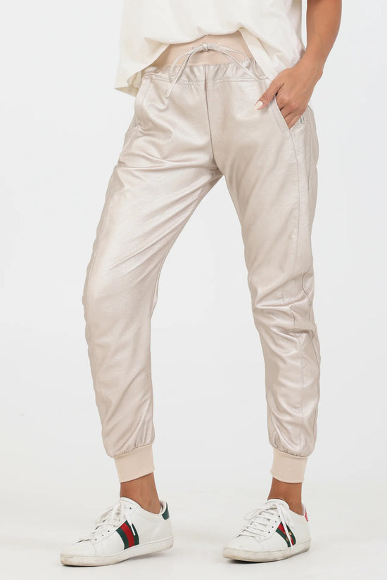 Suzy D 153 Ultimate Joggers Faux Leather Metallic Gold