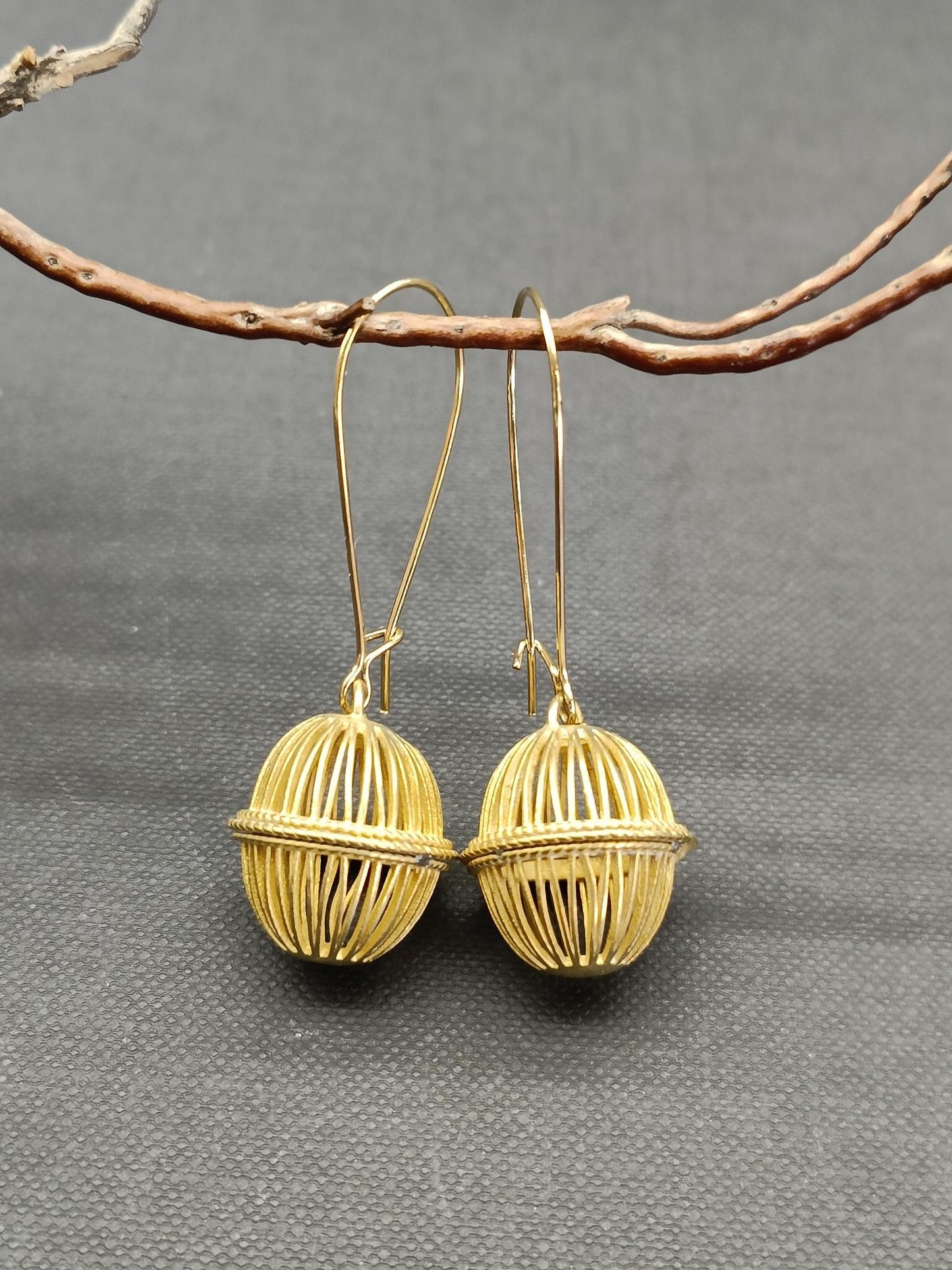 Gold Cage Hanging Earrings