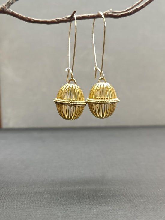 Gold Cage Hanging Earrings