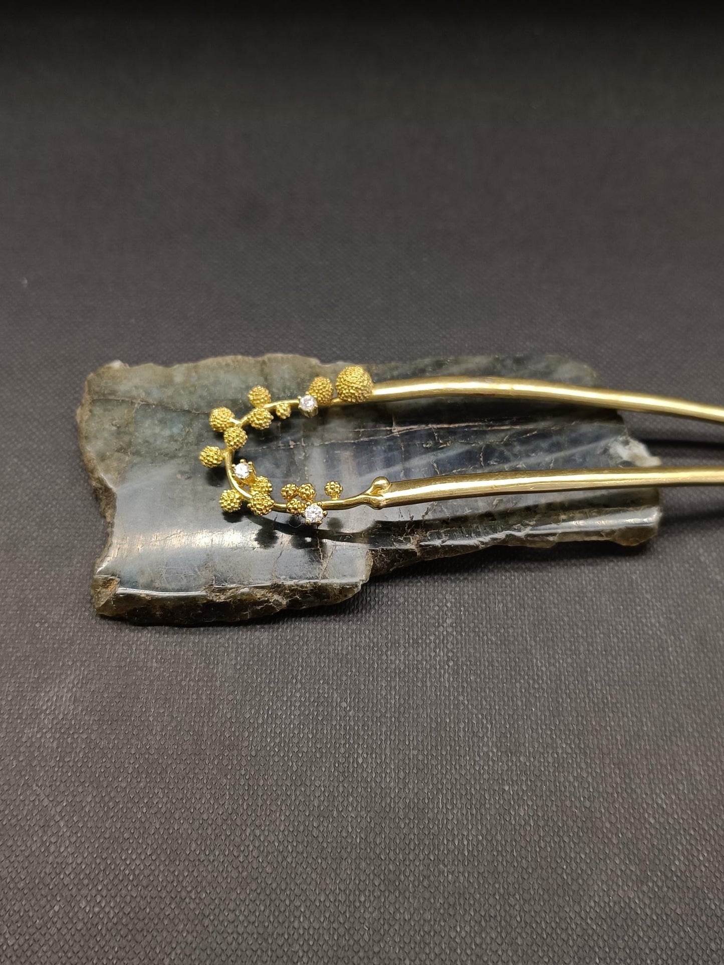 Gold Hair Pin Balls with Rhinestones