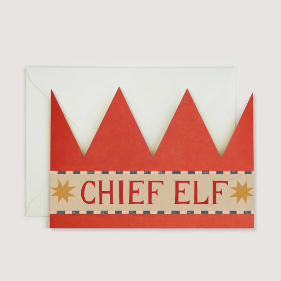 Chief Elf Christmas Party Hat Card