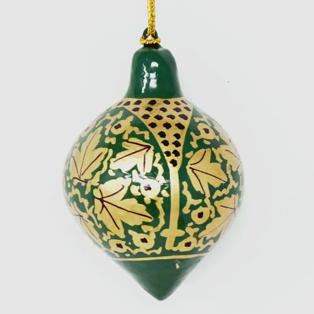 Fair Trade Green Hanging Lantern Bauble - Central Leaves - Precious Sparkle
