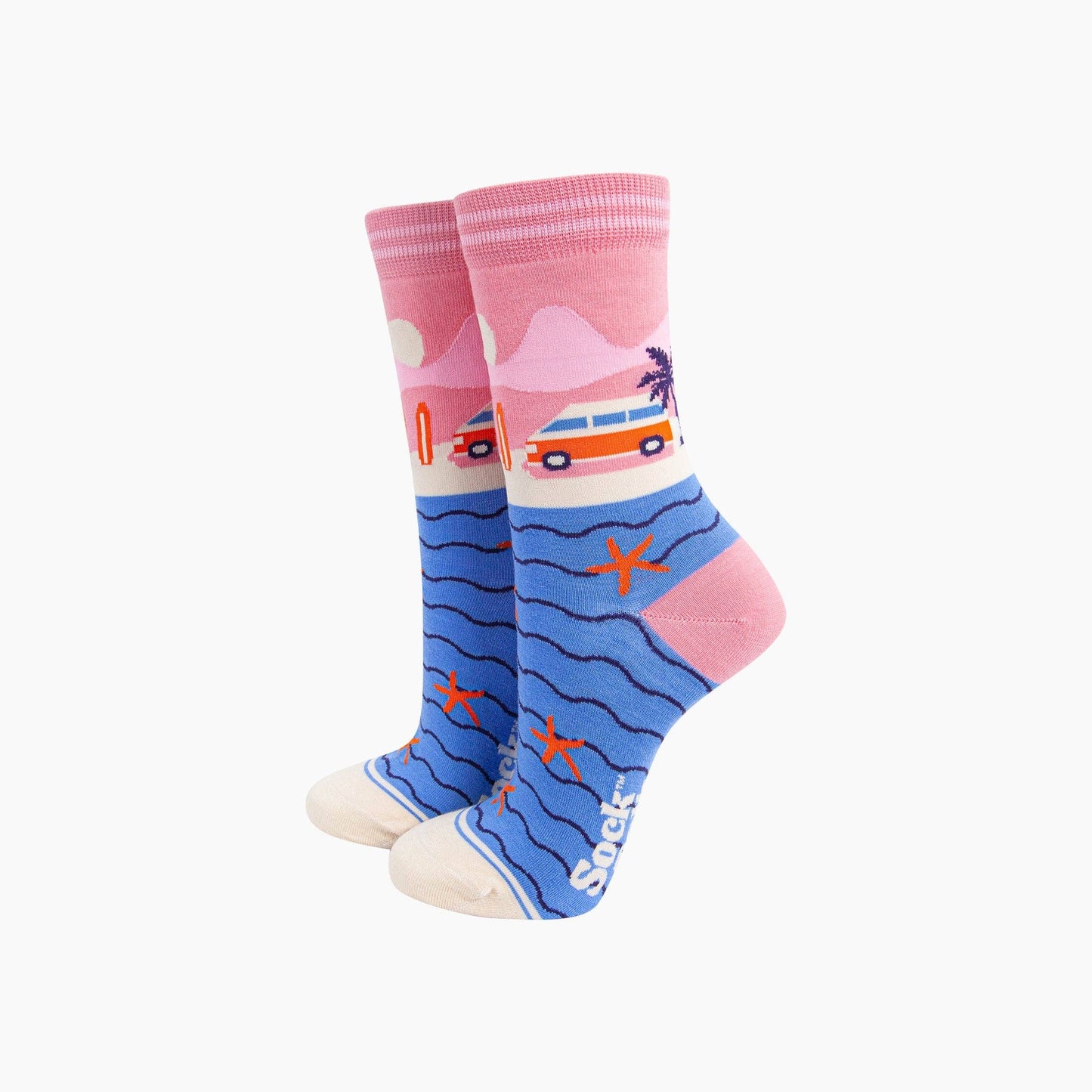 Sock Talk Beach Campervan Bamboo Socks in Pink - Precious Sparkle