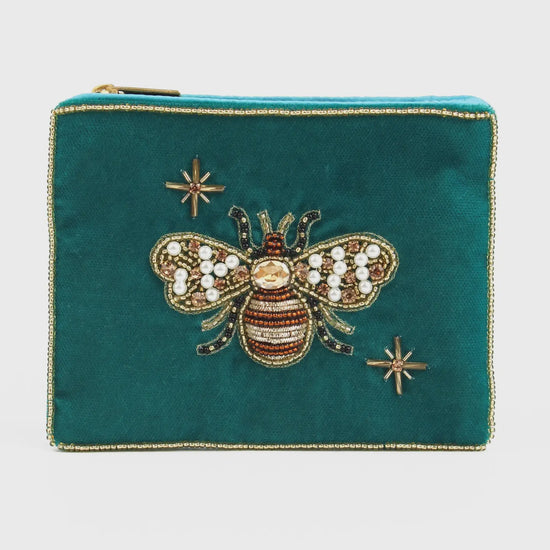 My Doris Teal Golden Bee Small Purse
