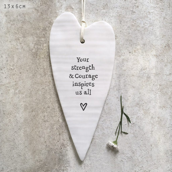 East of India Porcelain long heart-Your strength & courage