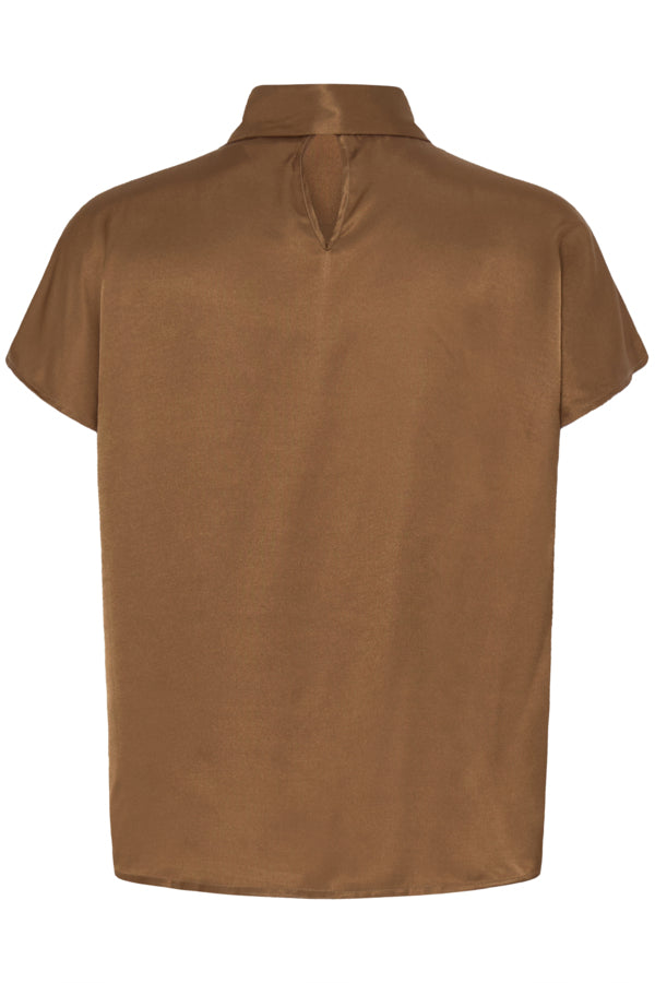 Fransa Shiny Blouse Toffee Brown - Precious Sparkle