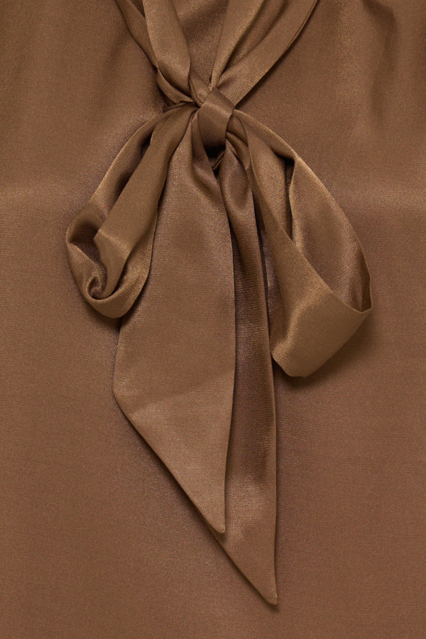 Fransa Shiny Blouse Toffee Brown - Precious Sparkle