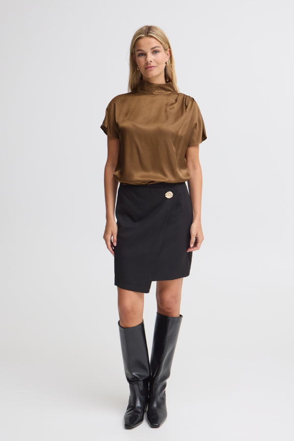 Fransa Shiny Blouse Toffee Brown - Precious Sparkle